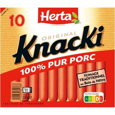 Herta Knacki Original 100 % Pur Porc, 10 saucisses - 350g
