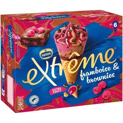 Extrême Cône framboise brownie, 6 cônes - 426g
