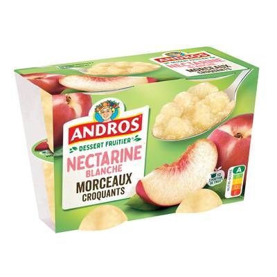 Andros Dessert fruitier avec morceaux nectarine blanche, 4x100g