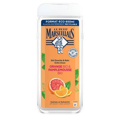 Le Petit Marseillais Gel Douche & Bain Extra Doux Orange BIO & Pamplemousse BIO, 650ml