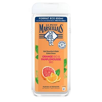 Le Petit Marseillais Gel Douche & Bain Extra Doux Orange BIO & Pamplemousse BIO, 650ml