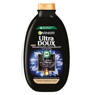 Ultra Doux Shampooing Équilibrant Charbon Magnétique & Huile de Fleur de Nigelle, 600ml