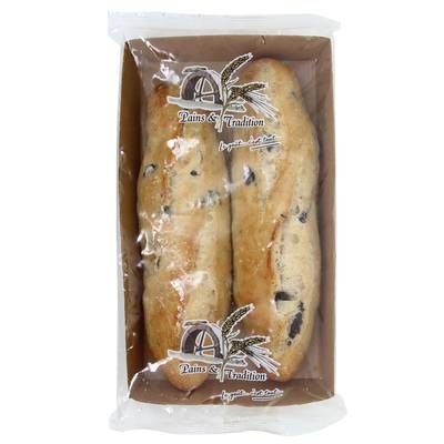 Pains et Tradition Demi Baguettes Olive Précuites, 2x150g