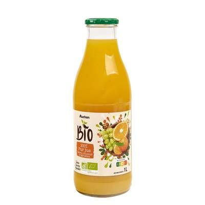Auchan BIO Pur jus réveil douceur agrumes bio sans sucres ajoutés, 1L