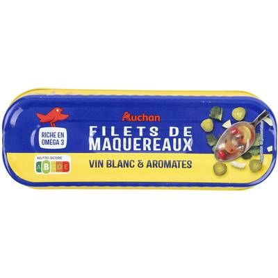 Auchan Filets de maquereaux au vin blanc et aromates, 176g