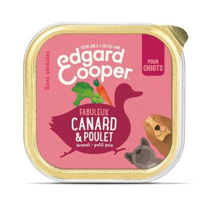 Edgard Cooper Barquette Canard et Poulet  sans céréales pour chiot, 100g