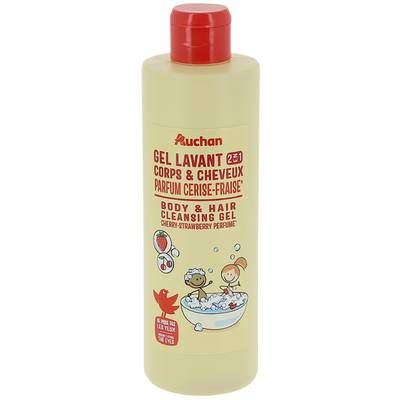 Auchan Gel lavant 2 en 1 corps et cheveux parfum cerise fraise, 250ml