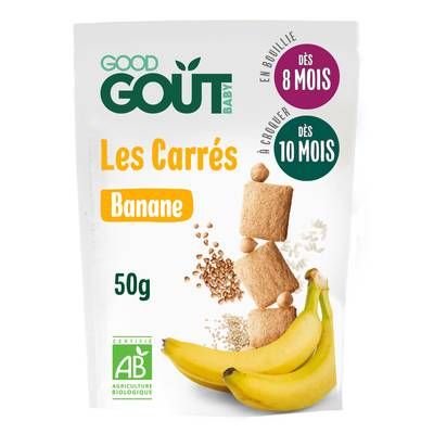 Good Goût Carrés Banane Biscuits aux Céréales Bio Bébé Dès 8 mois, 50g