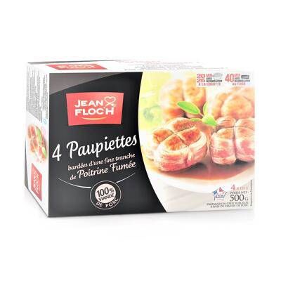 Jean Floc'h Paupiettes de porc bardées d'une fine tranche de poitrine fumée, 4x125g