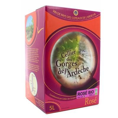 Ardéche rosé IGP Cellier des gorges de l''Ardèche BIO 12°, Bag in box 5L