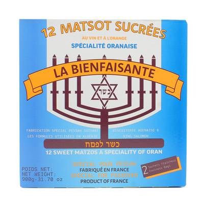 La Bienfaisante 12 matsot sucrées vin et orange, 900g