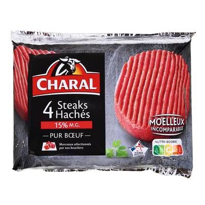 Charal Steaks Hachés 15%MG, 4x100g