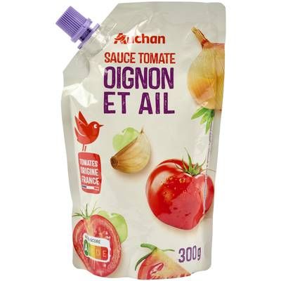 Auchan Sauce tomate oignon ail sachet refermable, 300g