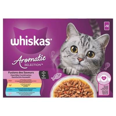 Whiskas Sachet en Sauce Fusion des Saveurs pour Chat Adulte, 12x85g