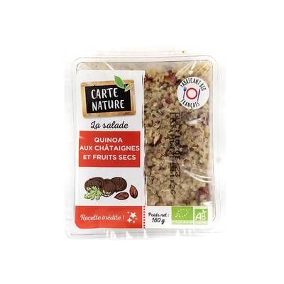 Carte Nature Salade de Quinoa Châtaignes et Fruits Secs, Bio, 160g