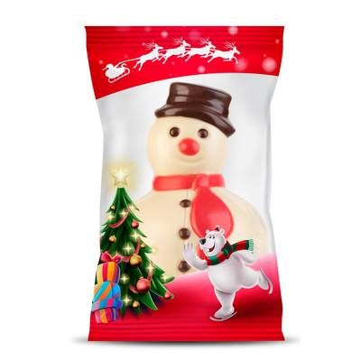 MC & Co Moulage bonhomme de neige en chocolat blanc, 80g