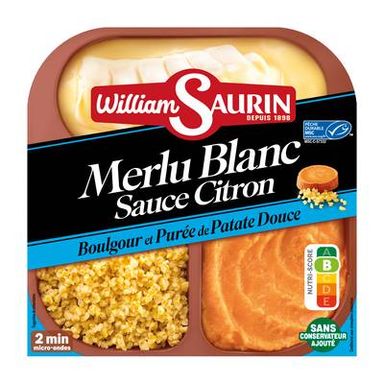 William Saurin - Mon Trio Gourmand Merlu sauce citron, boulgour cuisiné et purée de patates douces, 320g