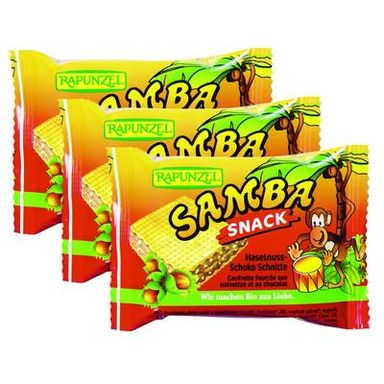 Rapunzel Gaufrette Bio fourrée Samba Snack, Lot de 3x25g