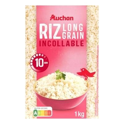 Auchan Riz long grain incollable Cuisson 10 min, 1kg
