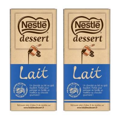Nestlé Dessert Chocolat à pâtisser au lait, Lot de 2x170g