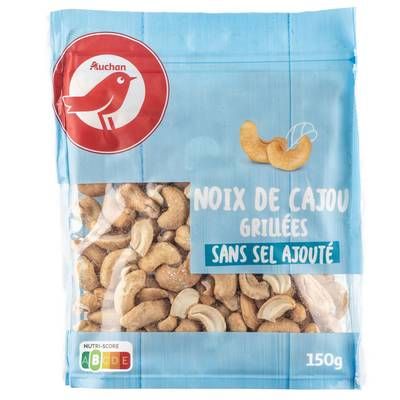 Auchan Noix de Cajou Grillées Sans Sel Ajouté, 150g