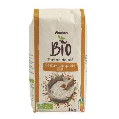 Auchan BIO Farine de blé semi-complète T110 Bio, 1kg