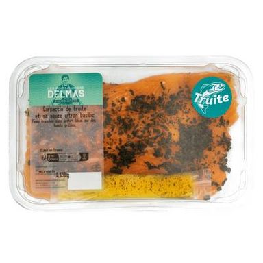Delmas Carpaccio truite citron basilic, Barquette de 120g