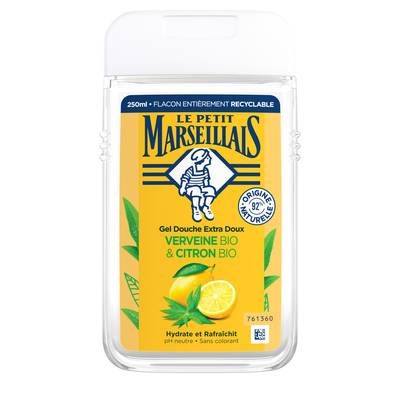 Le Petit Marseillais Gel Douche Extra Doux Verveine BIO & Citron BIO, 250ml