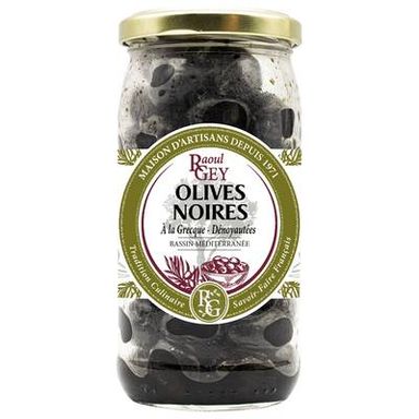 Raoul Gey Olives Noires à la Grecque Dénoyautées, 190g