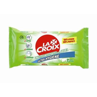 La Croix Lingettes nettoyantes avec javel 100% Hygiène, 50 lingettes