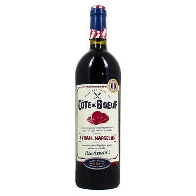 Vin de pays d'Oc rouge IGP Côte de Boeuf cépage Syrah - Marselan, 75cl