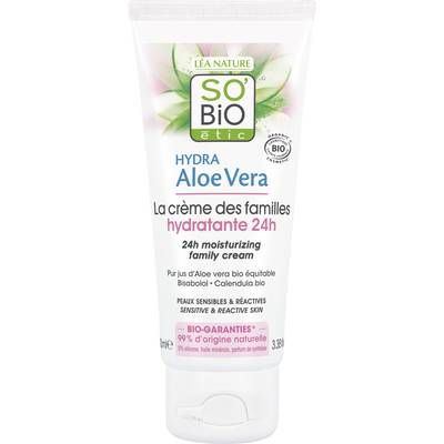 SO'BIO ETIC La crème hydratante 24h des familles, peaux sensibles et réactives, Hydra Aloe Vera, 100ml