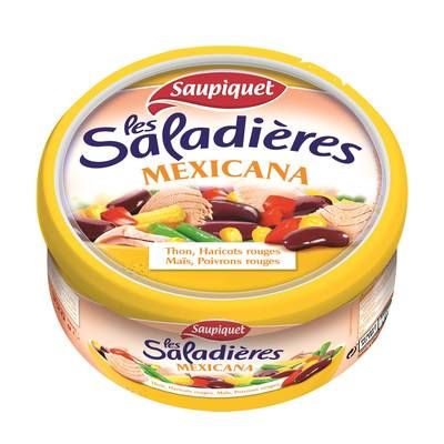 Saupiquet Les Saladières - Mexicana - Thon, Haricots Rouges, Maïs, Poivrons Rouges - Salade Snacking, 220g