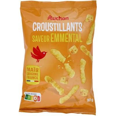Auchan Biscuits soufflés croustillants saveur emmental, 90g