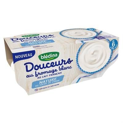 Blédina - Les Lactés Douceur au fromage blanc nature Coupelle Bébé Dès 6 mois, 4x100g