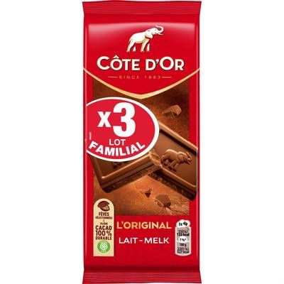 Côte d'Or Tablette de chocolat au lait L'Original, 3x100g