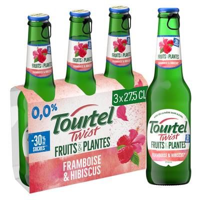 Tourtel Twist Framboise Hibiscus sans alcool, 3x27,5cl