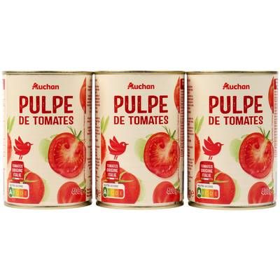 Auchan Pulpe de tomate en boîte, 3x400g