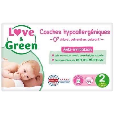Love & Green Couches écologiques T2 3 - 6 kg, 44 couches