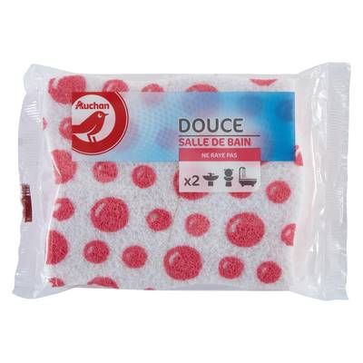 Auchan Eponges douce spéciales salle de bain, 2 éponges