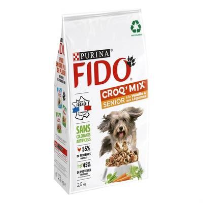 Purina - Fido Croquettes Volaille Légumes CROQ MIX pour chien Senior, 2,5kg