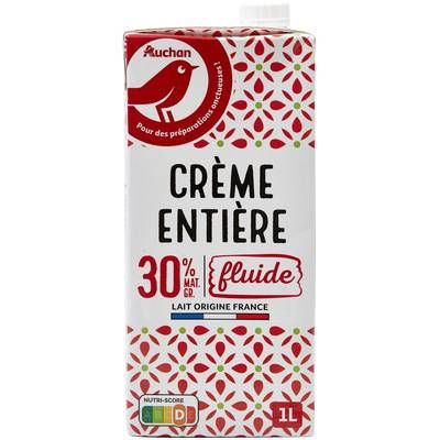 Auchan Crème fluide entière 30%mg UHT, 1l
