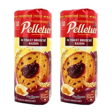 Pelletier Toasts Briochés et Raisins Secs, Lot de 2x175g