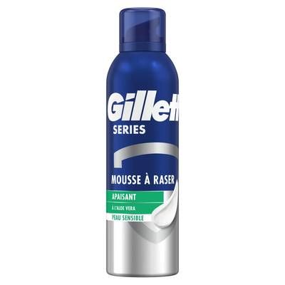Gillette Mousse à Raser Peau Sensible Pour Homme Apaisant Aloe Vera, 250ml