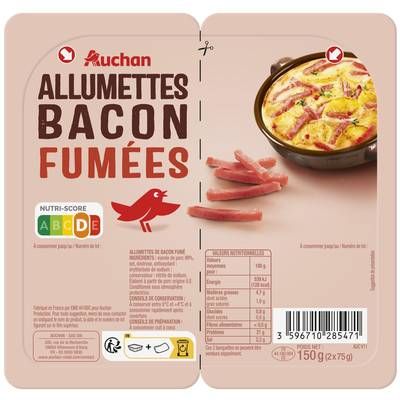 Auchan Allumettes de Bacon Fumées, 2x75g