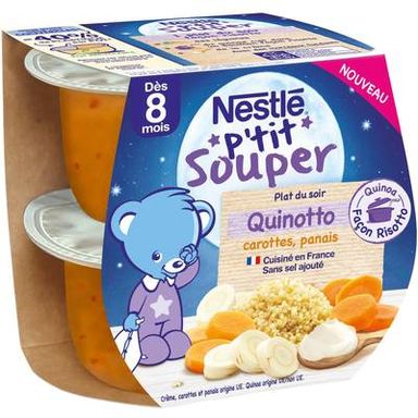 Nestlé - P'tit Souper Quinitto Carottes Panais Bol Bébé Dès 8 mois, 2x200g
