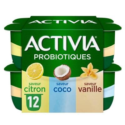 Activia Yaourt saveurs vanille citron coco bifidus, 12x125g