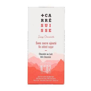 Carré Suisse Chocolat lait des Alpes sans sucre ajouté N°62, 90g