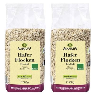Alnatura Flocons d'avoine fin bio, Lot de 2x500g
