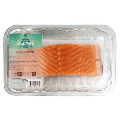 Delmas Pavé de saumon désarêté avec peau, Barquette de 250g